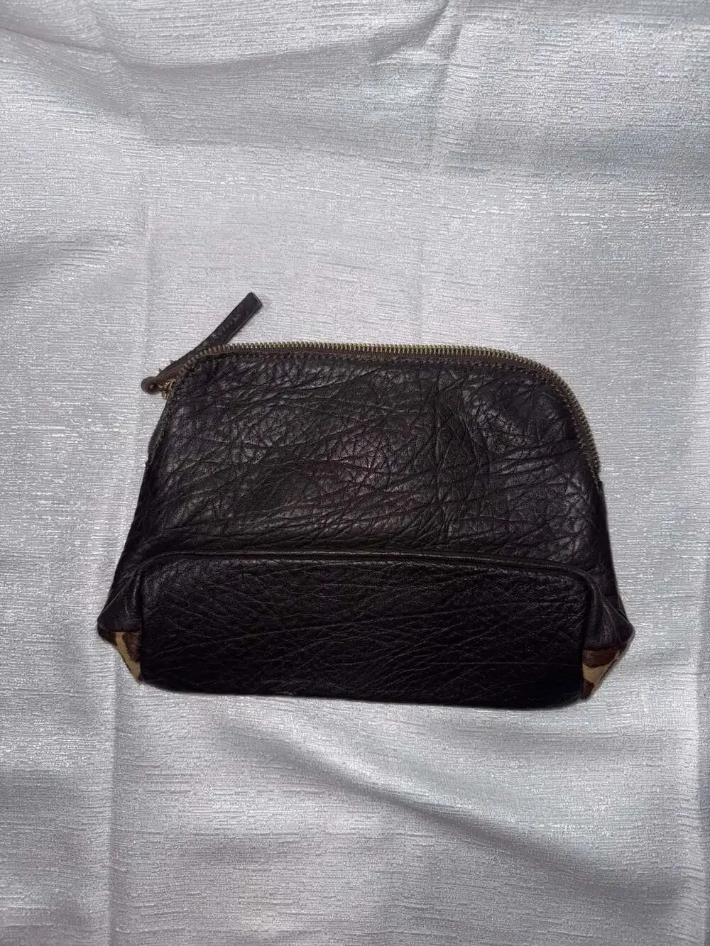 Alberta Di Canio Giraffe Print Pony Hair Leather Makeup Clutch Bag